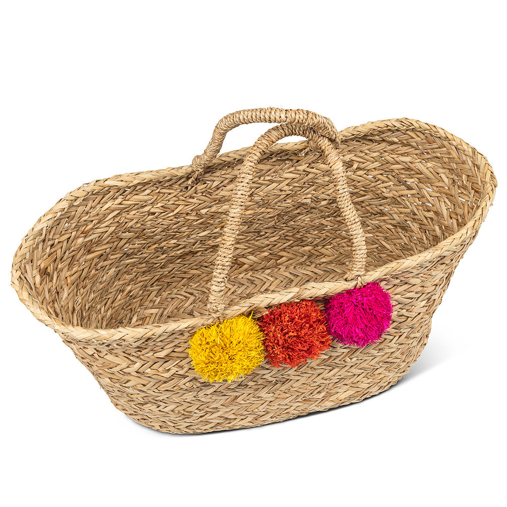Large Tote with 3 Jumbo Pompoms
