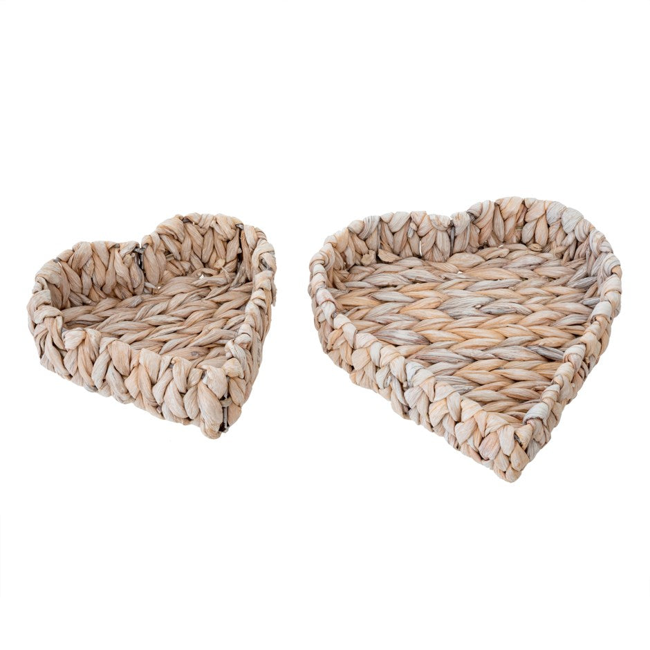 Heart Baskets Set of 2, White