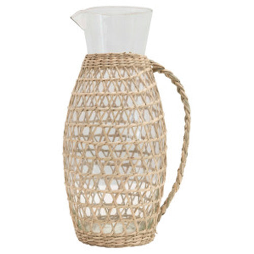 Glass Pitcher w/ Seagrass Weave